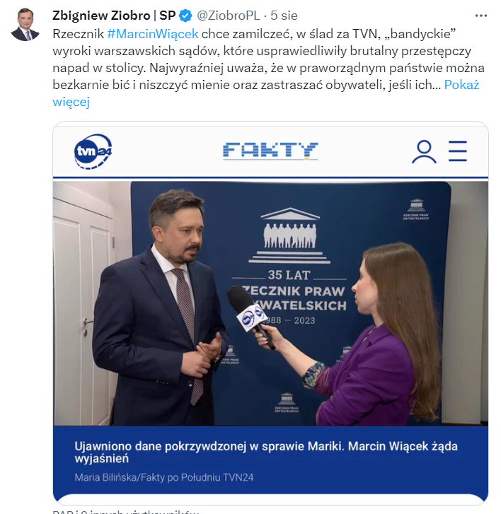 screen z portalu Twitter