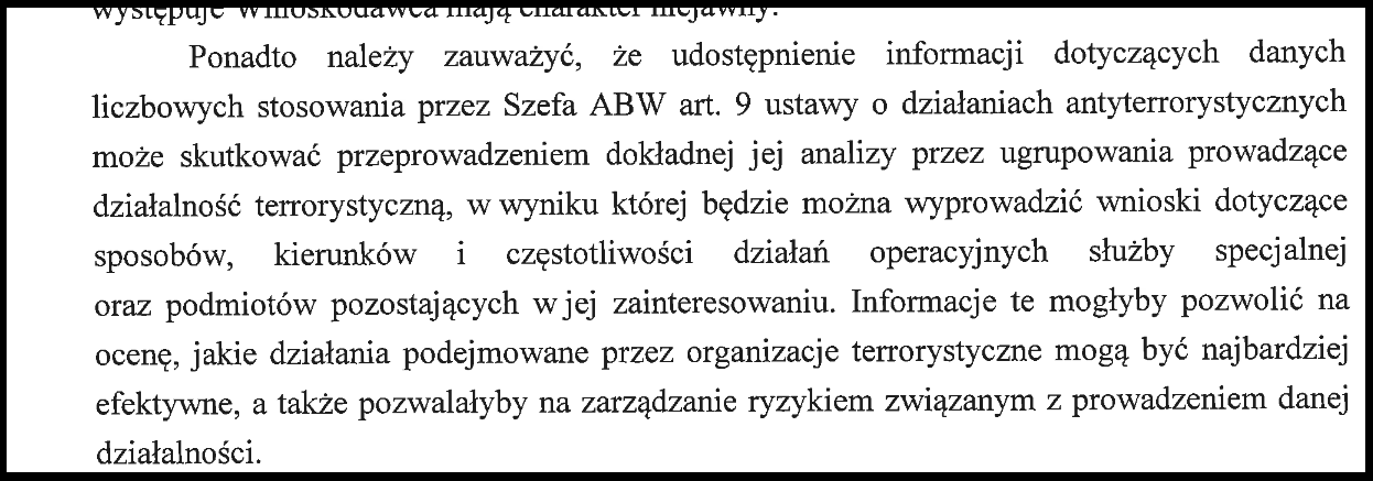 Fragment odpowiedź ABW
