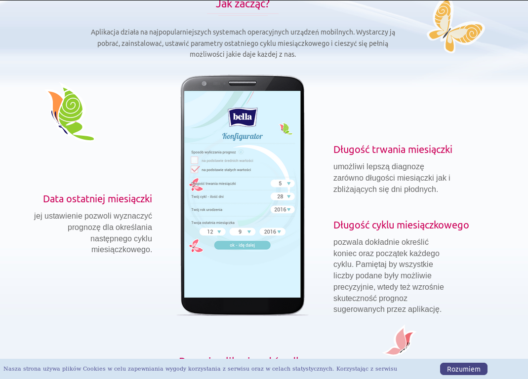 Printscreen strony internetowej Kalendarzyka Bella