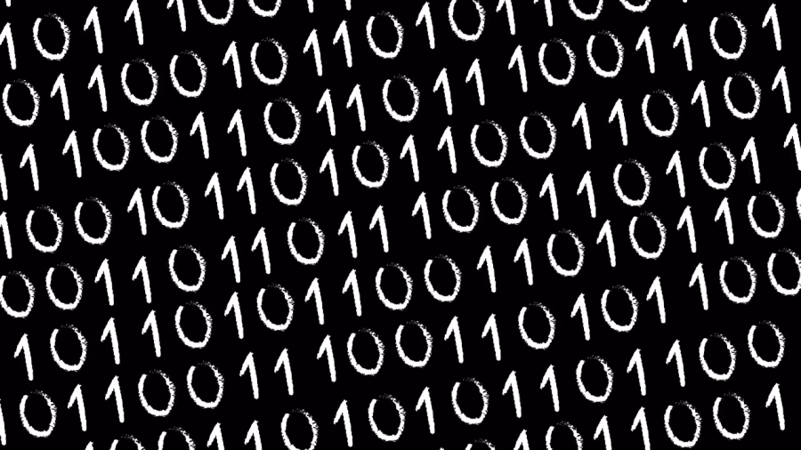 Grafika przedstawiająca zera i jedynki